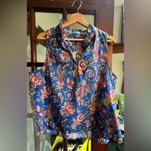 Liberty of London Floral Sleeveless Top - Blue and Pink